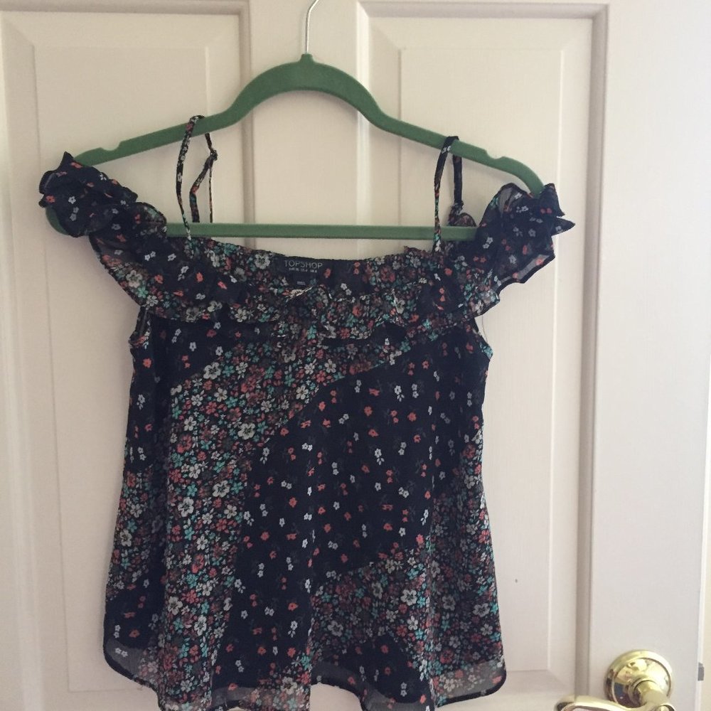 black floral off the shoulder top